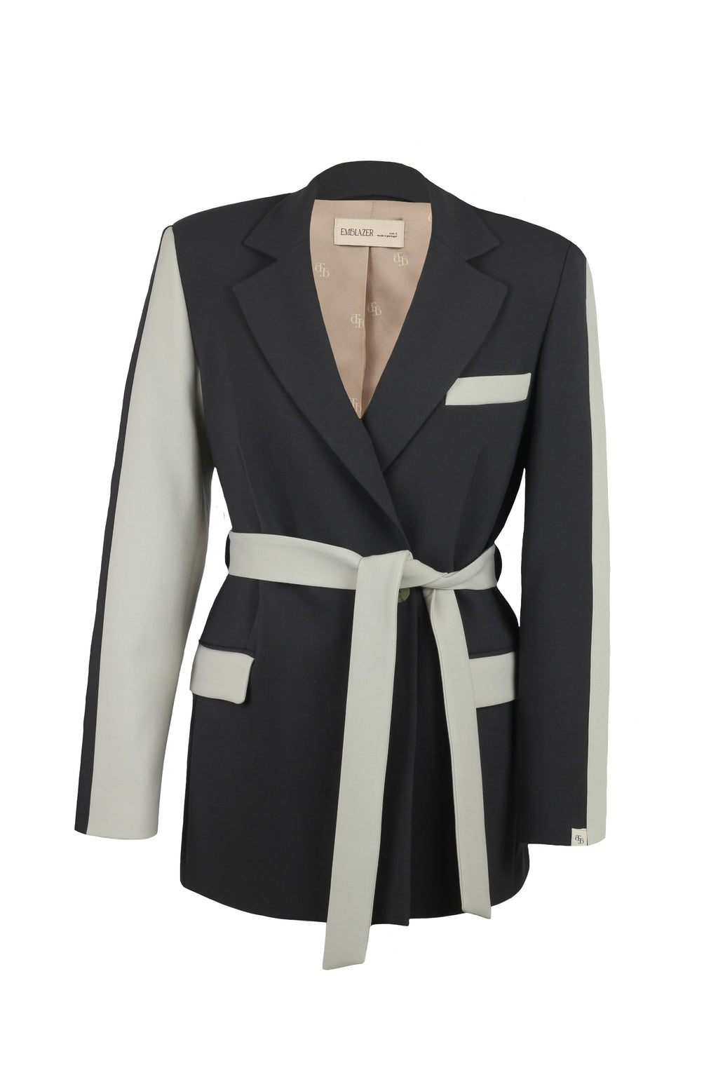 Grey Twisted Slim Fit Blazer