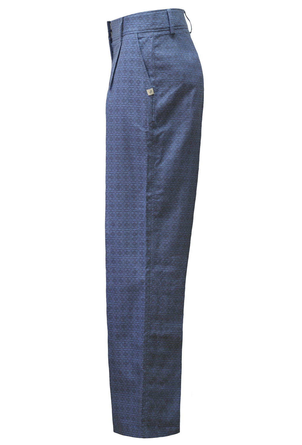 Blue Tile 100%Cotton Wide Leg Trousers
