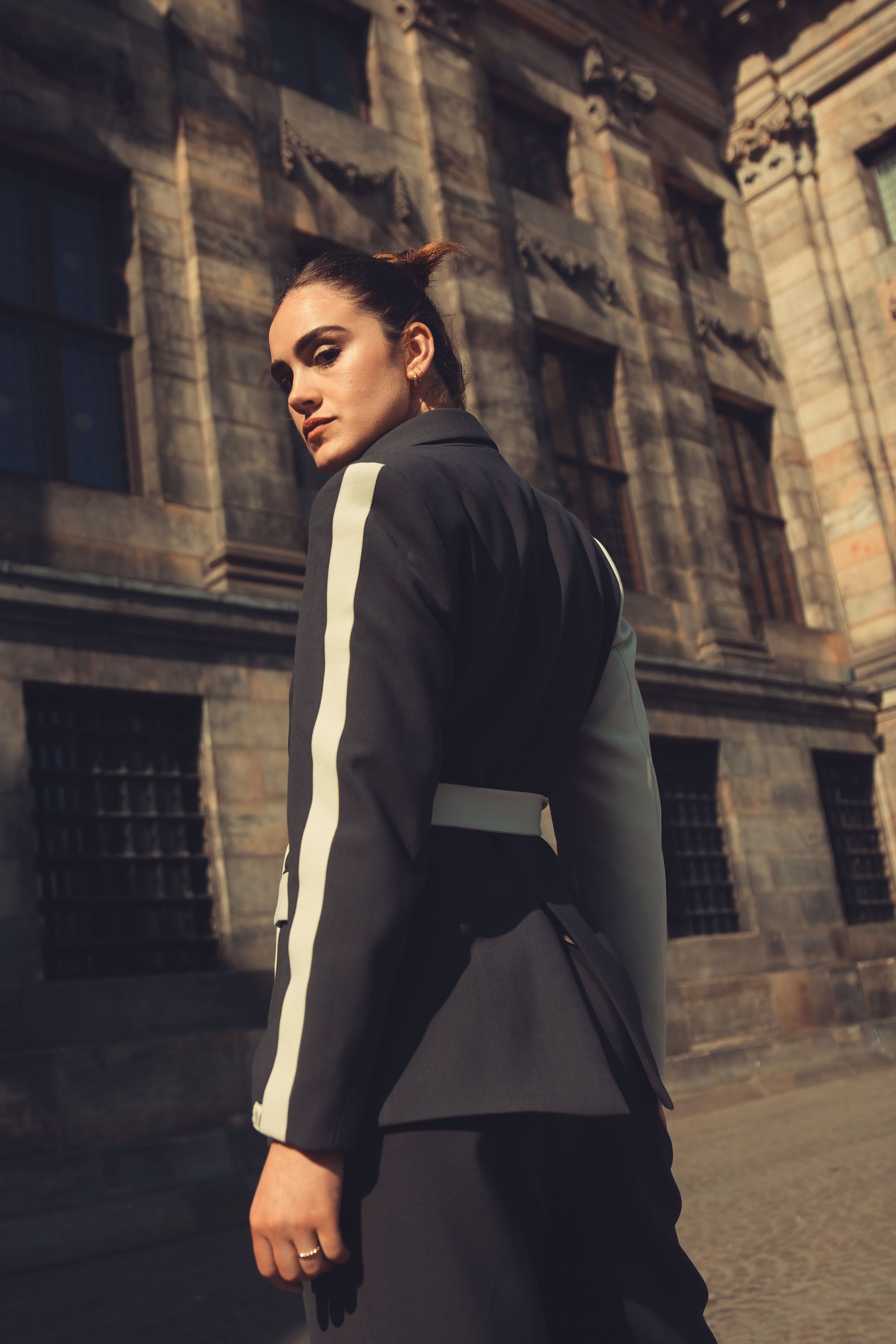 Grey Twisted Slim Fit Blazer