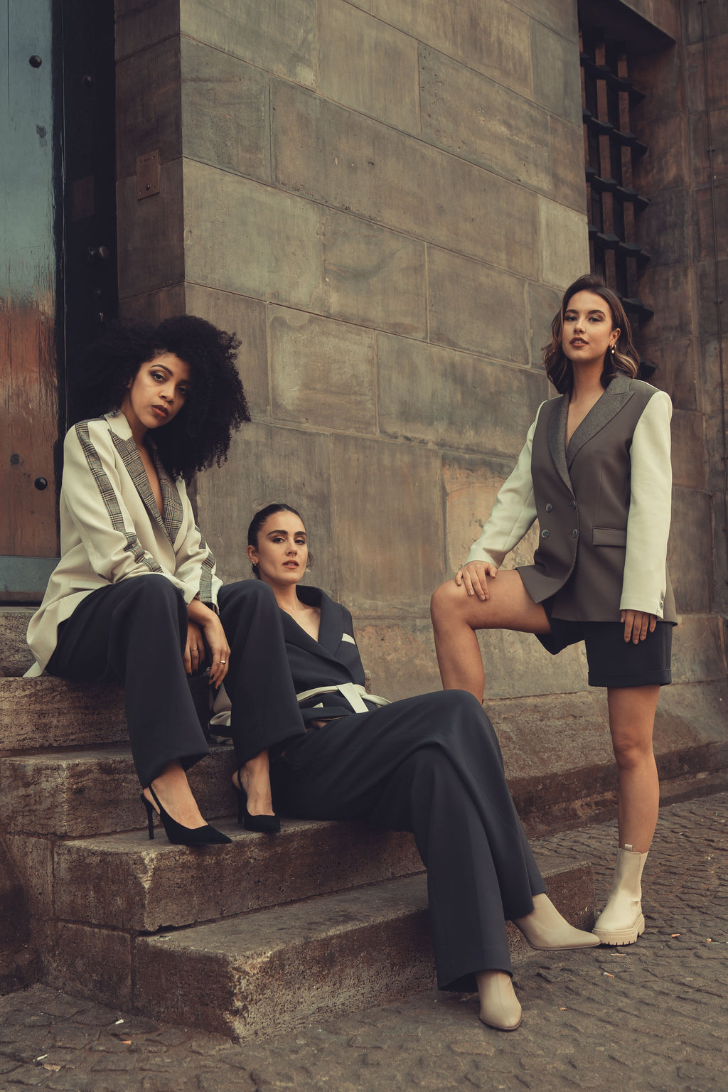 Brown Plaid Collar Oversized Blazer